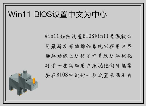 Win11 BIOS设置中文为中心
